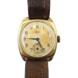 Avia 9ct gold wristwatch Birmingham 1947 diameter 29mm Condition Report ticking