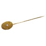 Gold single stone diamond stick pin stamped 14K, cased Condition Report Approx 3.