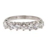 18ct white gold diamond seven stone half eternity ring,