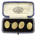 Pair of 9ct gold cufflinks Birmingham 1930 in original box retailed by W.S.