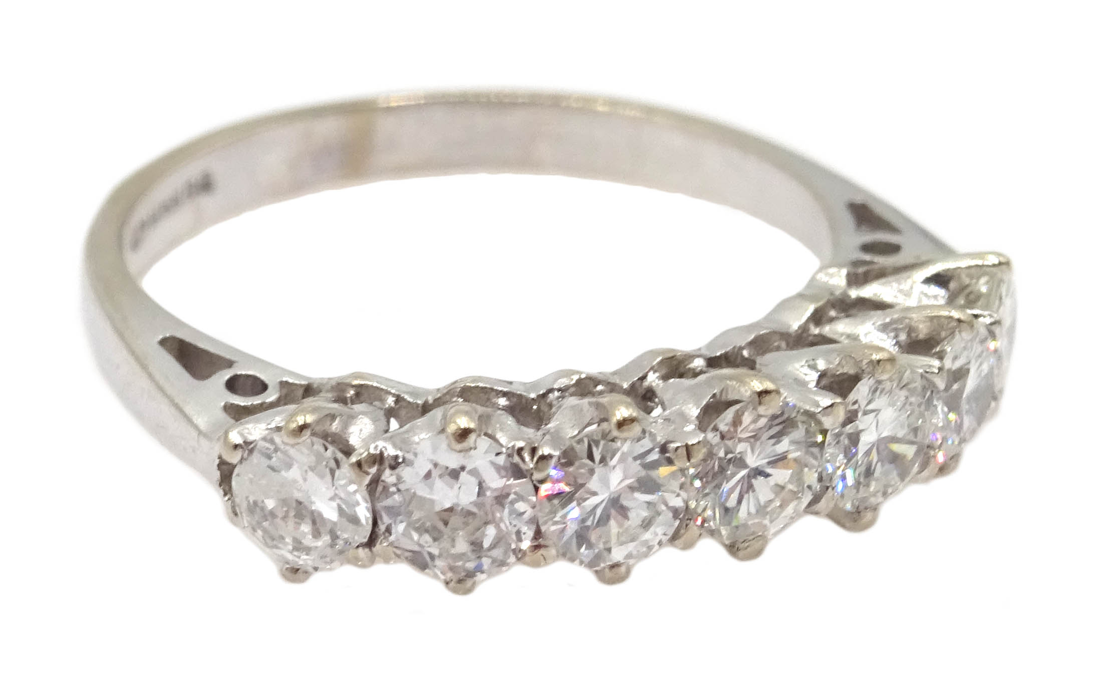 18ct white gold diamond seven stone half eternity ring, - Image 2 of 3