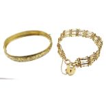 9ct gold hinged bangle,