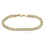 9ct white and yellow gold flattened curb link bracelet, stamped 375, approx 7.