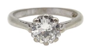 White gold single stone diamond ring, stamped 18ct, diamond approx 1.