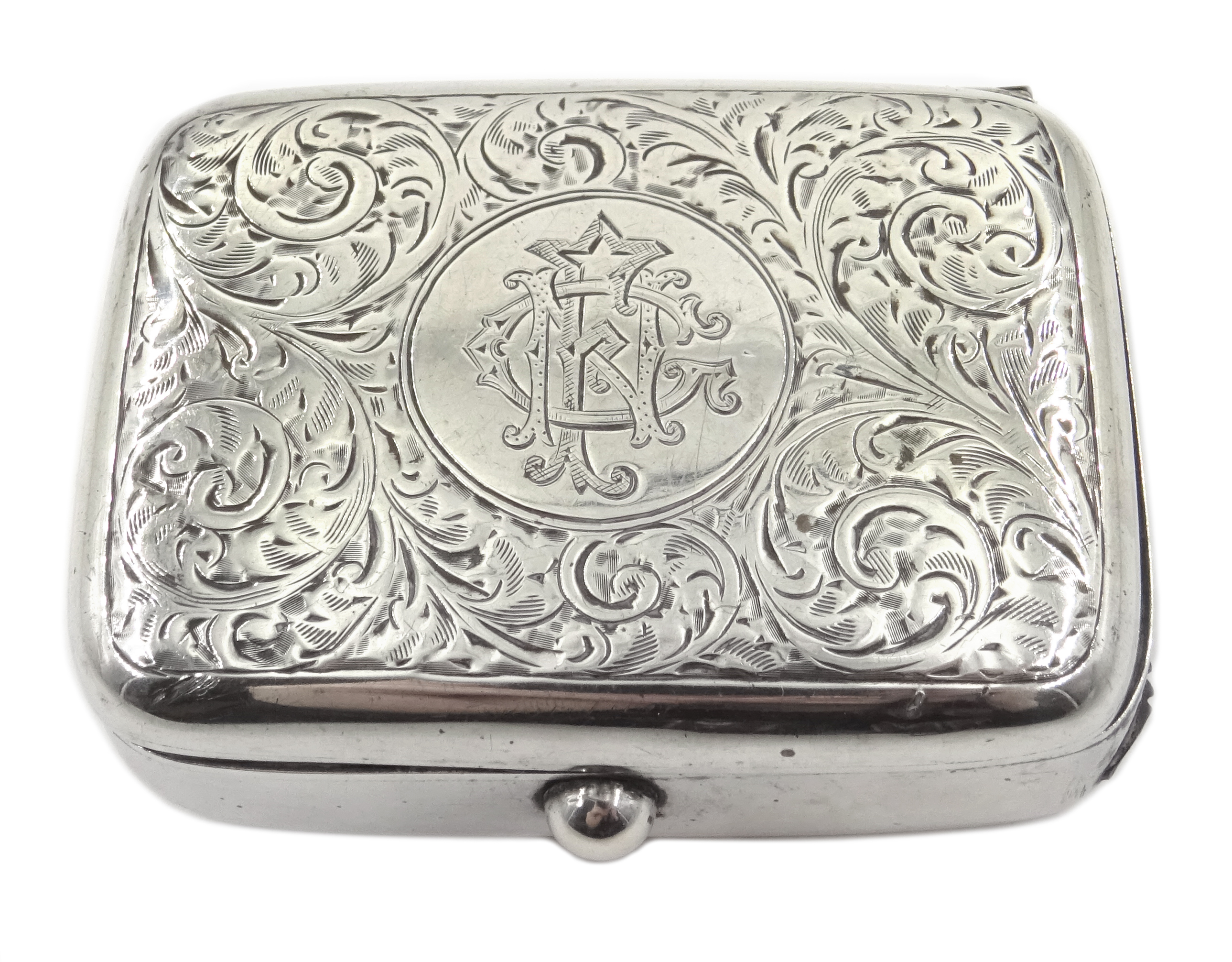 George V silver rectangular vesta/snuff box,