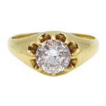 Gold round brilliant cut single stone diamond ring, stamped 18ct, diamond approx 1.