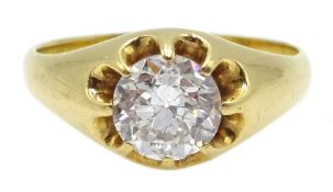 Gold round brilliant cut single stone diamond ring, stamped 18ct, diamond approx 1.