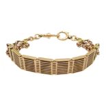 Early 20th century rose gold nine bar gate and cable link bracelet,