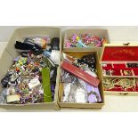 Large quantity of costume jewellery including some silver, wristwatches, smart watch,