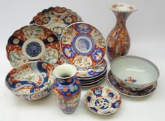 Collection of Japanese Imari plates, various sizes,