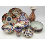 Collection of Japanese Imari plates, various sizes,
