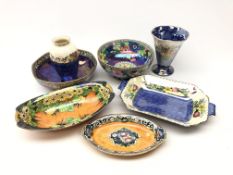 Maling Lustre 'Daisy' oval dish, and similar Maling lustre including vases, bowls and trays,