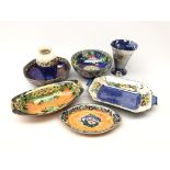 Maling Lustre 'Daisy' oval dish, and similar Maling lustre including vases, bowls and trays,