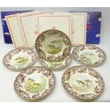 Set of six Spode Woodland Stream plates comprising Trout, Roach, Rudd, Perch, Tench and Salmon,