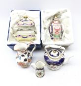 Spode Miniature Treasures comprising Kettle, Windsor Jug, Vase & Cover and casket,