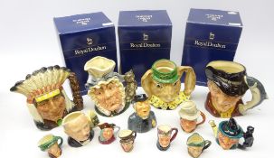 Collection of Royal Doulton and other character jugs including The Cook and the Cheshire Cat,