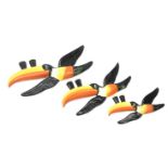 Three graduated Toucan wall plaques by Arklow L26cm max Condition Report <a