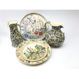Yorkshire Moorlands and Tranquiline pottery floral pattern spongeware shallow bowls,