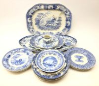 Collection of Spode blue transfer ceramics comprising The Blue Room Collection plates,