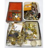 Collection of costume jewellery, sterling silver & enamel Swallow brooch, silver earrings,