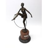 Art Deco style bronze study of a Hoop Dancer after D.