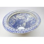 Victorian blue and white transfer printed toilet bowl,