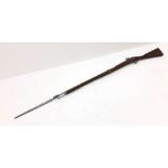 Reproduction gun, modelled as a British short land musket, barrel length 110cm,