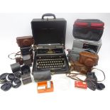 Royal portable typewriter in carry case, Trekking Samsonite camera bag,