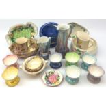 Maling lustre ceramics including a set of six sundae dishes, plain ground bowl, jug and dishes,