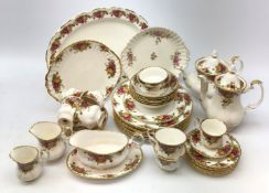 Royal Albert Old Country Roses tea and coffee wares comprising teapot, coffee pot, six trios,