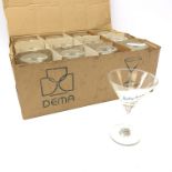 Thirteen Babycham twisted stem cocktail glasses,