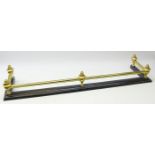 Cast iron fire fender with brass rail, L110cm Condition Report <a href='//www.