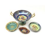Mintons lustre ceramics comprising three pin dishes with Stag and Fruit designs and matching