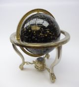 Celestial 'Night Sky' table globe on silver-plated stand, with certificate,