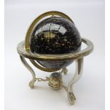 Celestial 'Night Sky' table globe on silver-plated stand, with certificate,