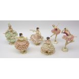 Six Dresden Crinoline dancers, H20cm max (6) Condition Report <a href='//www.