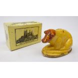 18th/ 19th century French brown glazed money box as a Pig L12cm and a Holy Trinity Hull church box