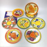 Set of eight Wedgwood Clarice Cliff Zest for Colour series plates comprising Nasturtium, Lily,