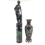 Japanese lacquered composite floor vase with mother-of-pearl decoration,