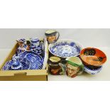 Victorian Masons Ironstone jug, Japanese Imari bowl & plate, Spode Italian tea plates,