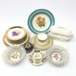 Royal Worcester trio with jeweled and gilt borders c1912,