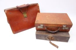 Vintage tan leather suitcase,