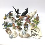 Franklin Mint RSPB porcelain birds, some with certificates, Goebel Pheasant,