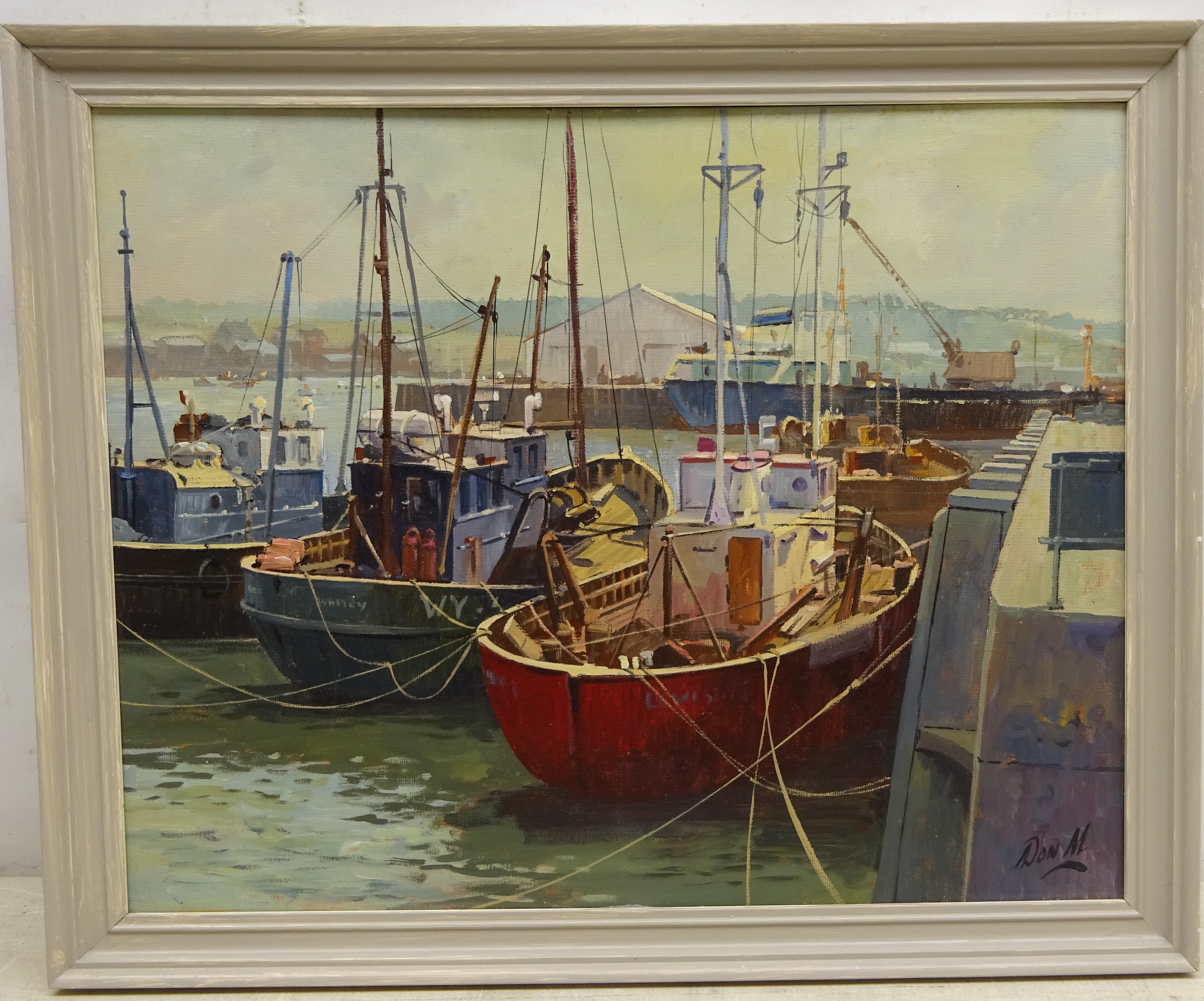 Don Micklethwaite (British 1936-): 'Keel Boats Whitby', oil on canvas board signed, - Image 2 of 2