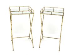 Pair gilt mirrored lamp tables, W41cm, H78cm,