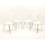 Set four Jacobsen style white finish chairs,