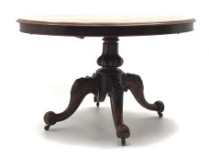 Victorian mahogany oval loo dining centre table,