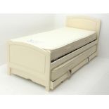 Single 3' cream finish bedstead with slide out guest bed, W92cm, H92cm,