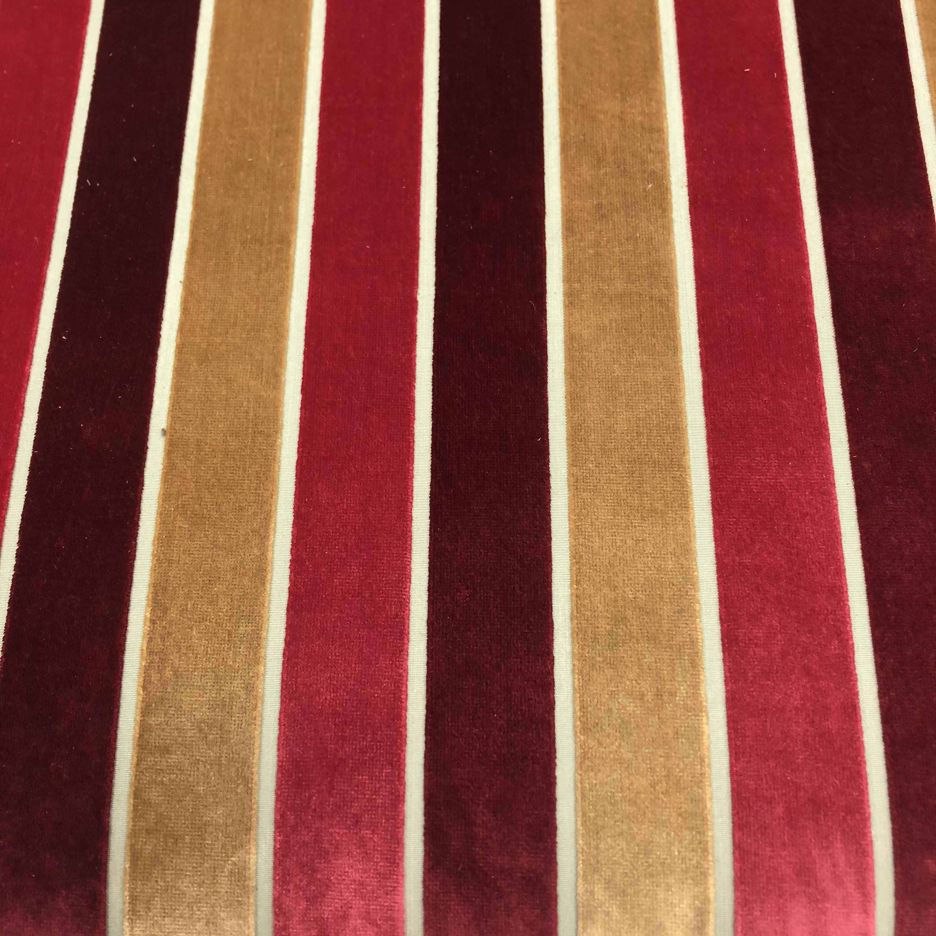 Two seat sofa, upholstered in red and gold striped fabric, - Image 3 of 3