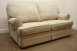 Marks & Spencer two seat reclining sofa upholstered in natural fabric,